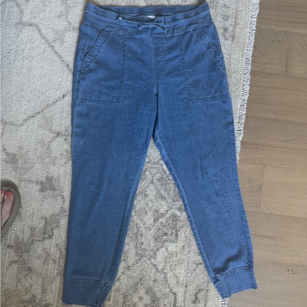 Level 99 Gabrielle Pull On High Waist Jogger Pants Chambray Bijou Blue Med